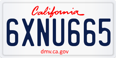 CA license plate 6XNU665