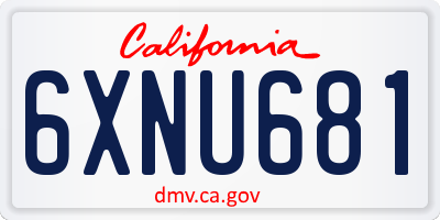 CA license plate 6XNU681