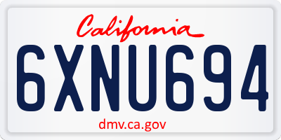 CA license plate 6XNU694