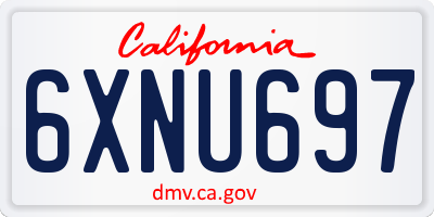 CA license plate 6XNU697