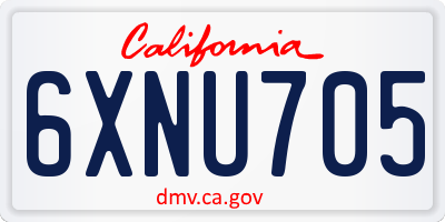 CA license plate 6XNU705