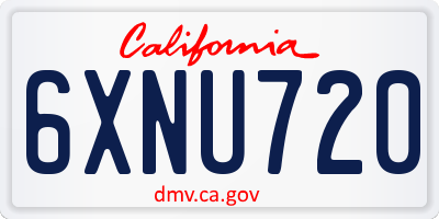 CA license plate 6XNU720