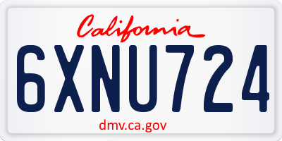 CA license plate 6XNU724
