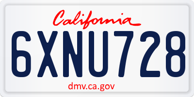 CA license plate 6XNU728