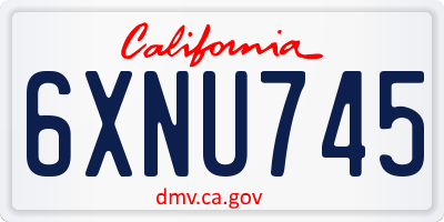 CA license plate 6XNU745