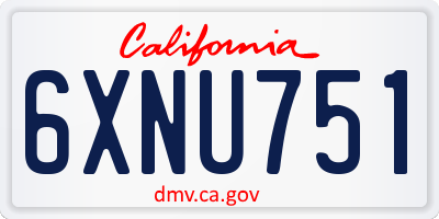 CA license plate 6XNU751