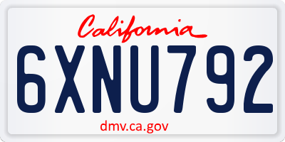 CA license plate 6XNU792