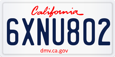 CA license plate 6XNU802
