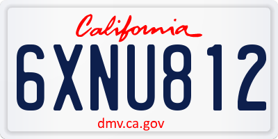 CA license plate 6XNU812