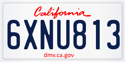 CA license plate 6XNU813