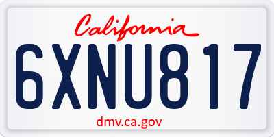 CA license plate 6XNU817