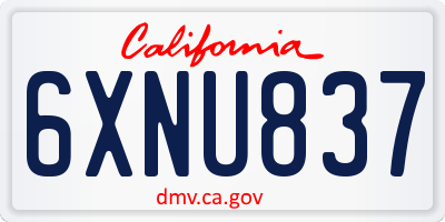 CA license plate 6XNU837