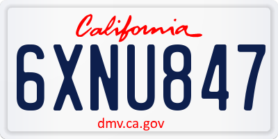 CA license plate 6XNU847