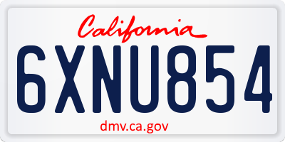 CA license plate 6XNU854