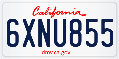 CA license plate 6XNU855