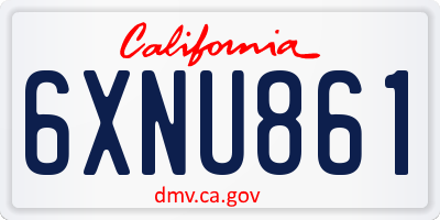 CA license plate 6XNU861