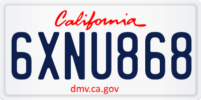 CA license plate 6XNU868