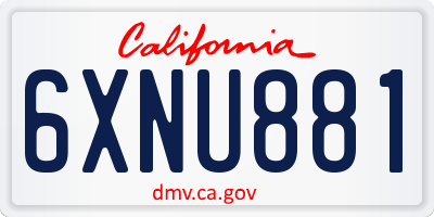 CA license plate 6XNU881