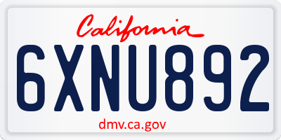 CA license plate 6XNU892