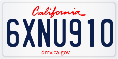 CA license plate 6XNU910
