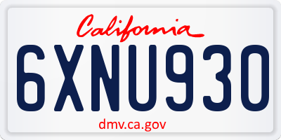 CA license plate 6XNU930