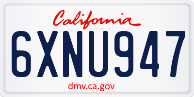 CA license plate 6XNU947