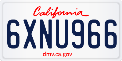 CA license plate 6XNU966