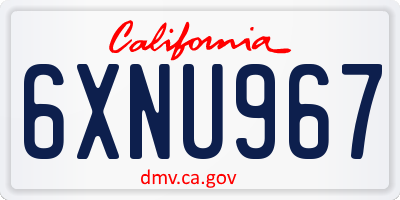 CA license plate 6XNU967