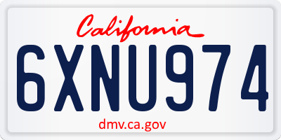 CA license plate 6XNU974