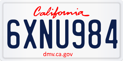 CA license plate 6XNU984