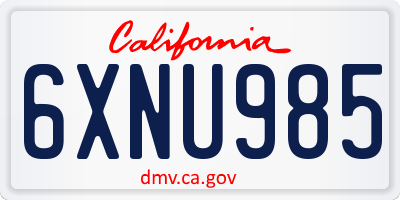 CA license plate 6XNU985