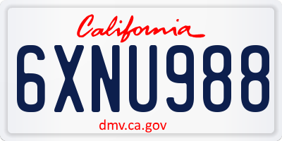 CA license plate 6XNU988