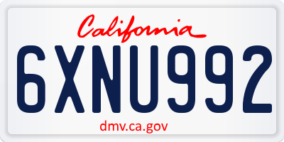 CA license plate 6XNU992
