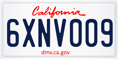 CA license plate 6XNV009