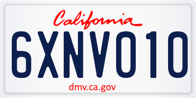 CA license plate 6XNV010
