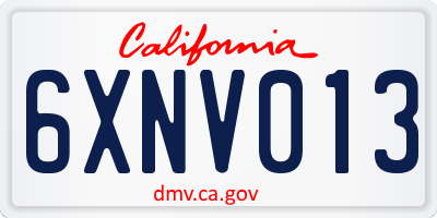 CA license plate 6XNV013