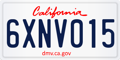 CA license plate 6XNV015