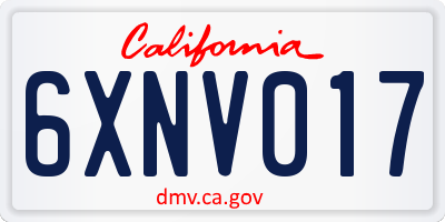 CA license plate 6XNV017