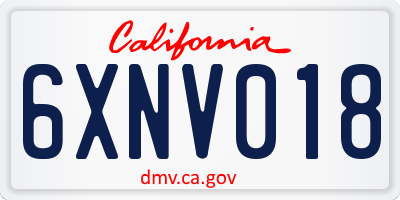 CA license plate 6XNV018
