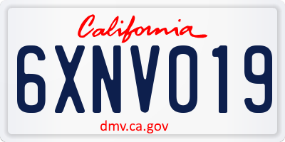 CA license plate 6XNV019