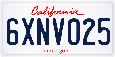 CA license plate 6XNV025