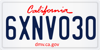 CA license plate 6XNV030
