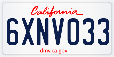CA license plate 6XNV033