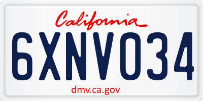 CA license plate 6XNV034