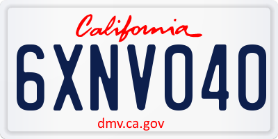 CA license plate 6XNV040