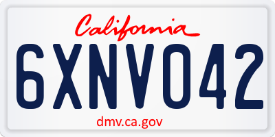 CA license plate 6XNV042