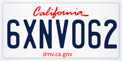 CA license plate 6XNV062