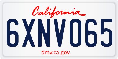 CA license plate 6XNV065