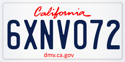 CA license plate 6XNV072