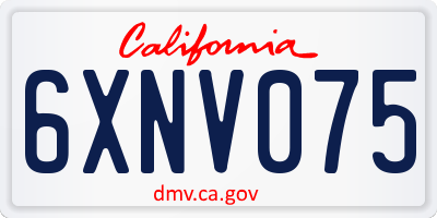 CA license plate 6XNV075
